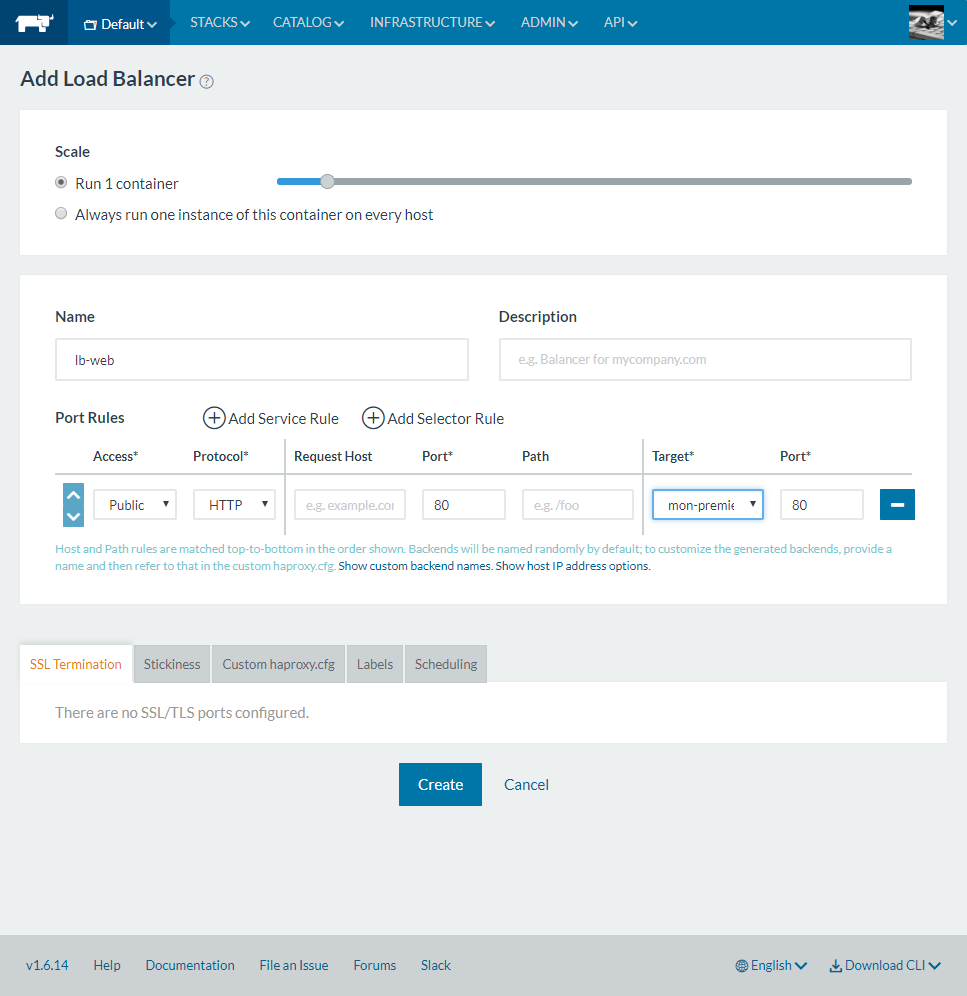 Configuration du load balancer Rancher