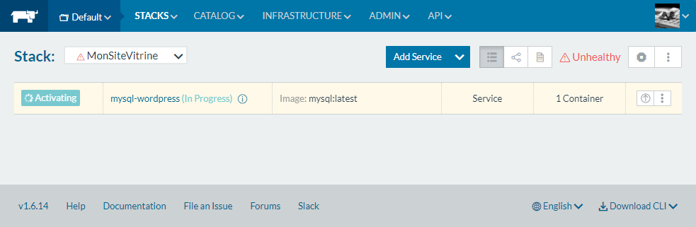 Démarrage du service MySQL