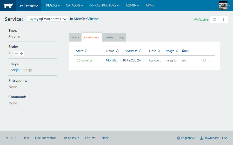 Statut du service MySQL